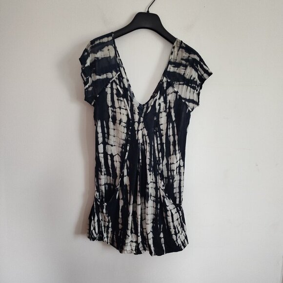Ladies SZ M Armani Exchange Navy/White Tie-Dye T-Shirt - Picture 1 of 3